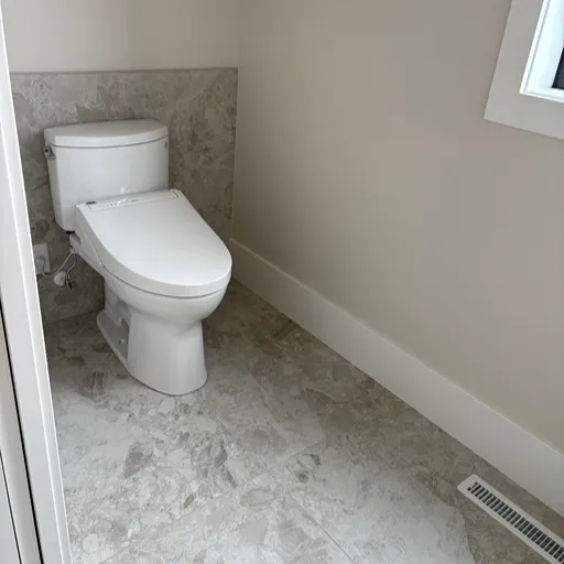 Commercial tile flooring in the bathroom 